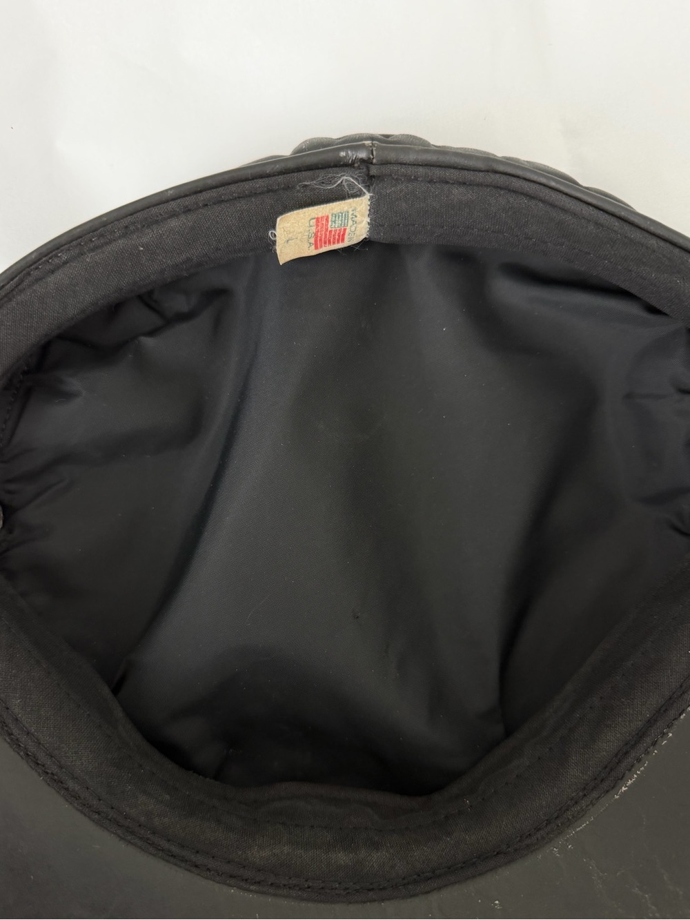 Vintage 90s Leather Biker Captain Hat USA Eagle Chain Moto Rocker Y2K Americana - Picture 16 of 16